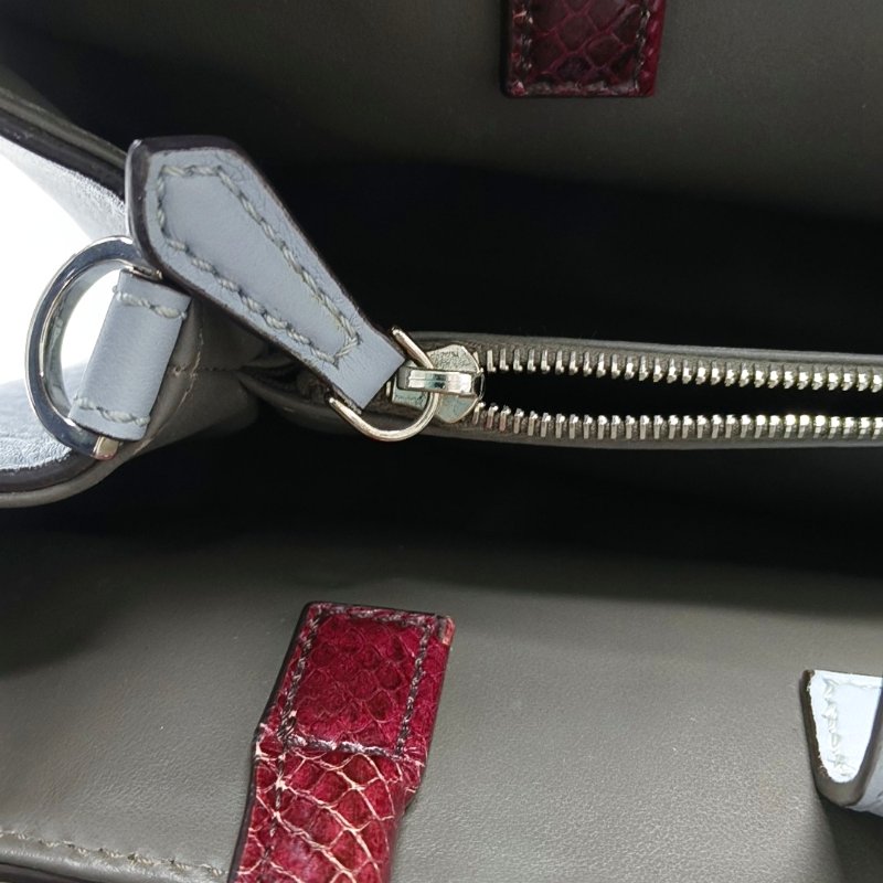 FENDI 2 Jours藍色牛皮單肩包手提包銀色五金可拆卸肩帶-11