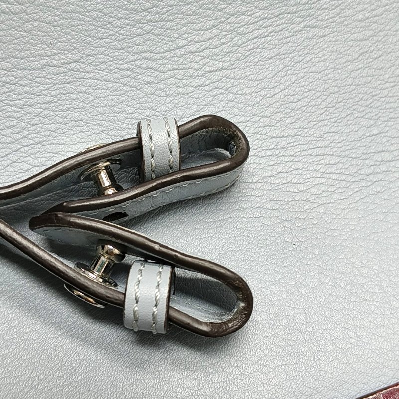 FENDI 2 Jours藍色牛皮單肩包手提包銀色五金可拆卸肩帶-13