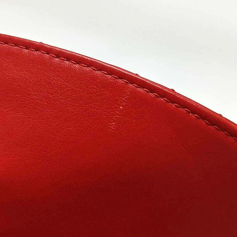 BALENCIAGA BB紅色牛皮壓紋絎縫單肩包斜挎包金色五金-9