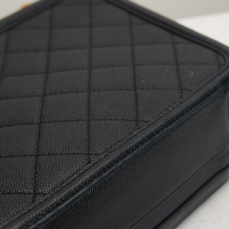 二手Chanel vanity中號荔枝皮相機包/黑-6
