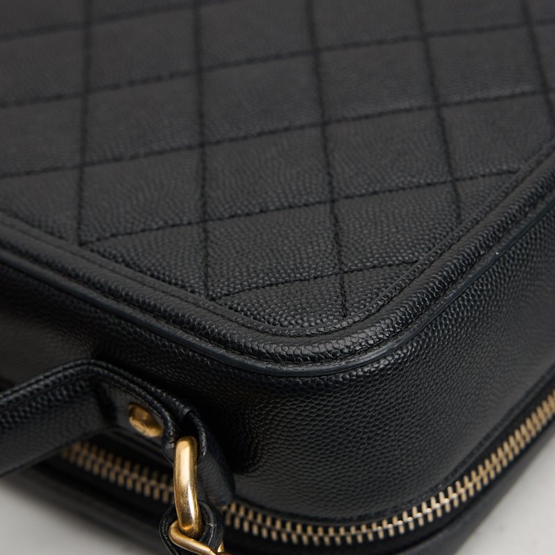 二手Chanel vanity中號荔枝皮相機包/黑-8