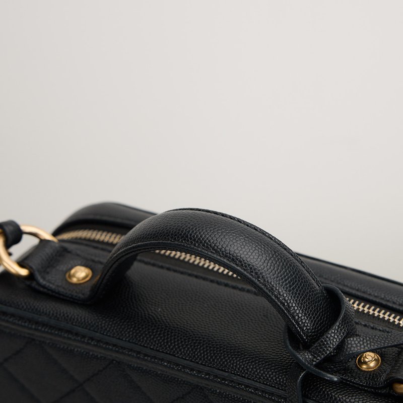 二手Chanel vanity中號荔枝皮相機包/黑-10