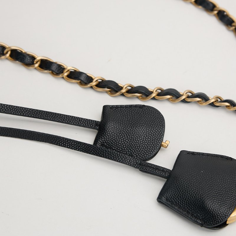 二手Chanel vanity中號荔枝皮相機包/黑-17