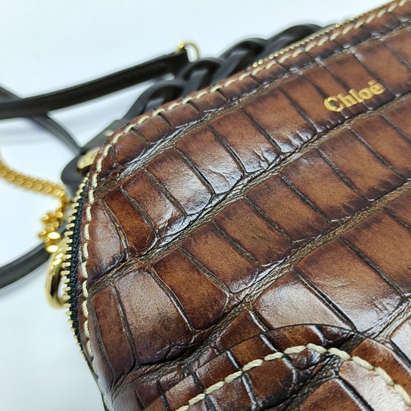 Chloe Daria迷你棕色牛皮單肩包-7