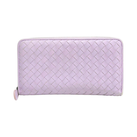 紫色 牛皮編織 拉鍊 長夾【BOTTEGA VENETA BV 寶緹嘉】 114076