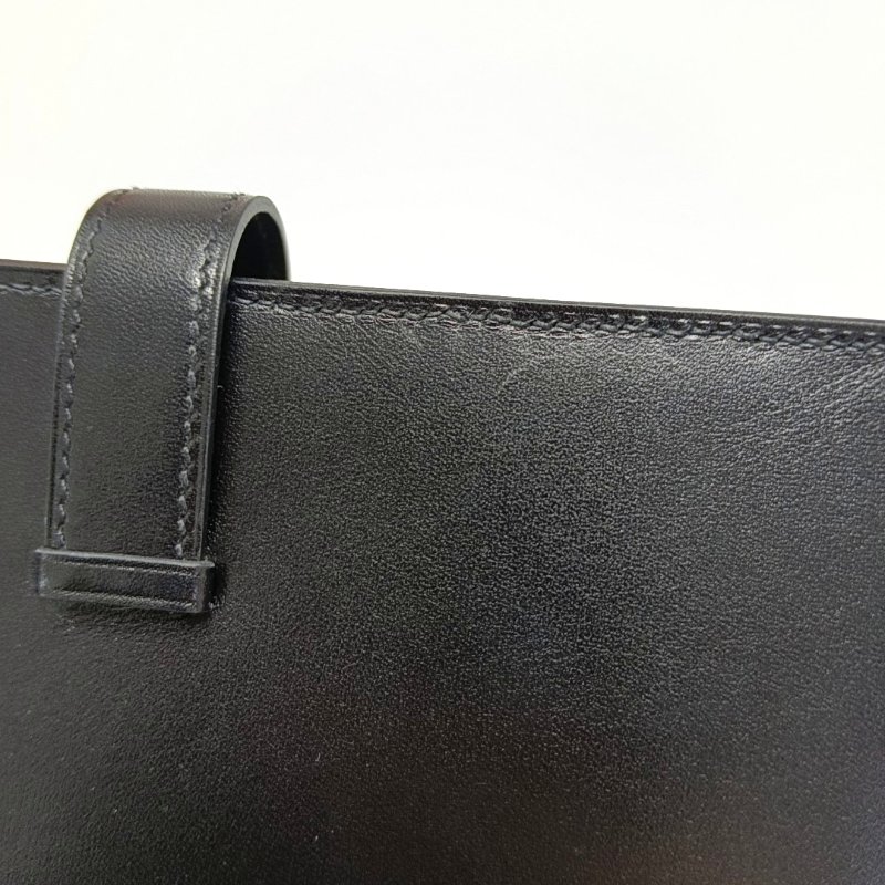 HERMES Bearn中號黑色BOX皮錢包金色五金C刻-10