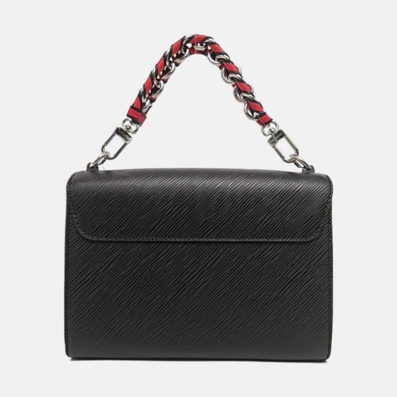 LOUIS VUITTON TWIST黑色EPI牛皮水波紋單肩包斜挎包手提包銀色五金2條可拆卸肩帶-4