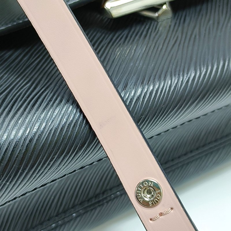 LOUIS VUITTON TWIST黑色EPI牛皮水波紋單肩包斜挎包手提包銀色五金2條可拆卸肩帶-10