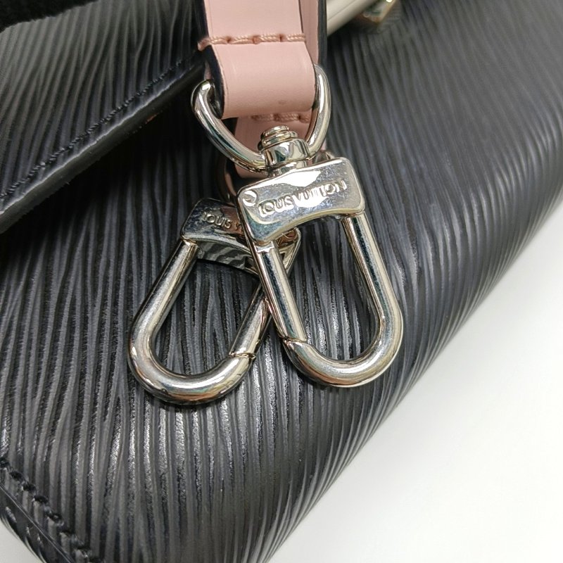 LOUIS VUITTON TWIST黑色EPI牛皮水波紋單肩包斜挎包手提包銀色五金2條可拆卸肩帶-11