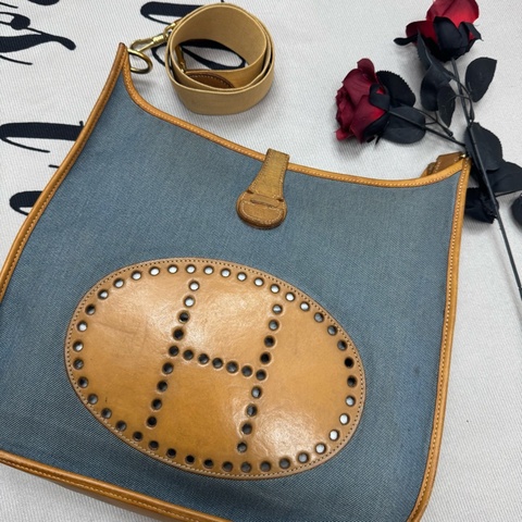 Hermès Evelyne牛仔帆布包 vintage  二手 中古