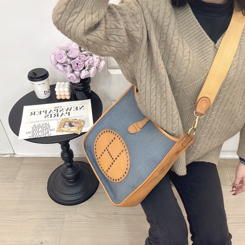 Hermès Evelyne牛仔帆布包 vintage  二手 中古-5