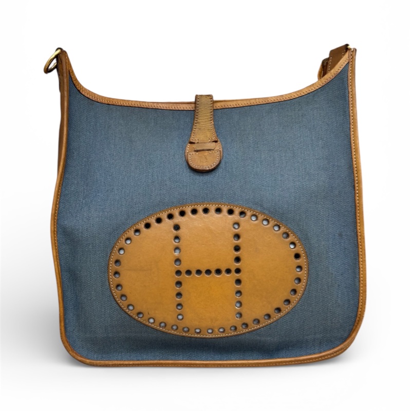 Hermès Evelyne牛仔帆布包 vintage  二手 中古-6
