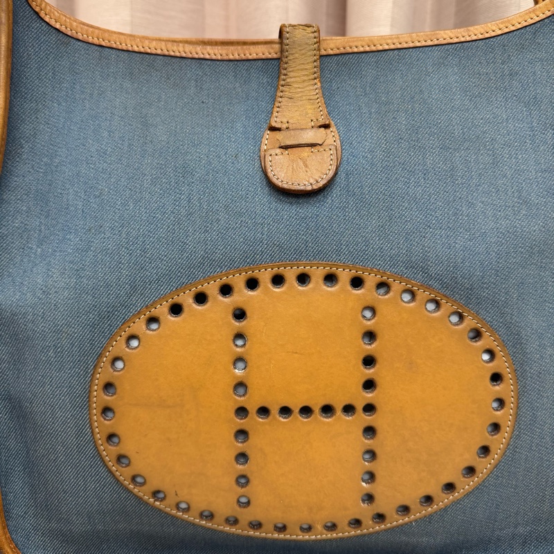 Hermès Evelyne牛仔帆布包 vintage  二手 中古-10