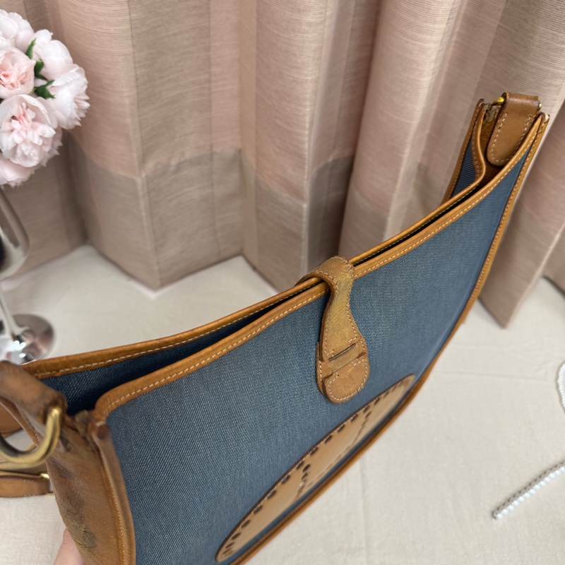 Hermès Evelyne牛仔帆布包 vintage  二手 中古-11