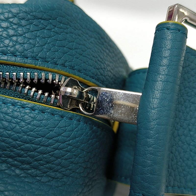 DELVAUX Cool Box藍綠色牛皮單肩包銀色五金可拆卸肩帶 9.8新-8