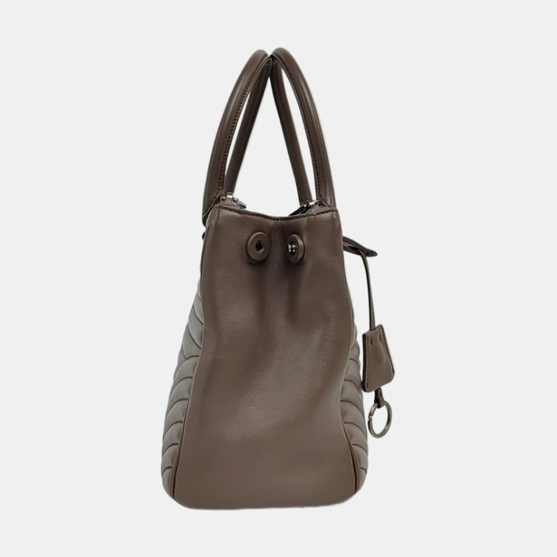 PRADA Diagramme大象灰牛皮絎縫單肩包釘色五金可拆卸肩帶-3