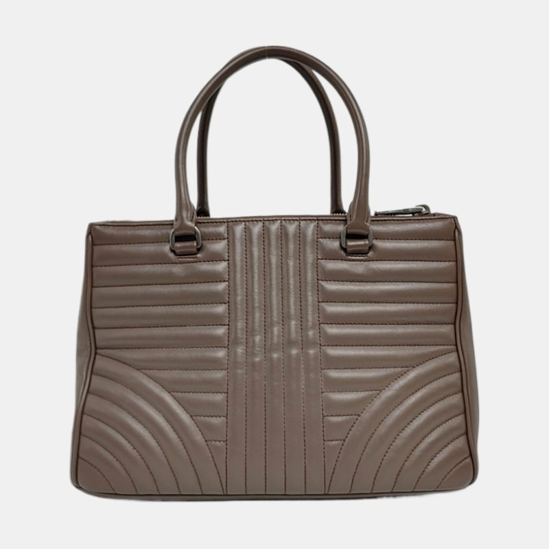 PRADA Diagramme大象灰牛皮絎縫單肩包釘色五金可拆卸肩帶-4