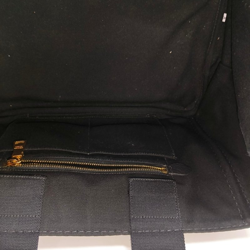 PRADA Denim黑色帆布印花絎縫手提包金色五金-6