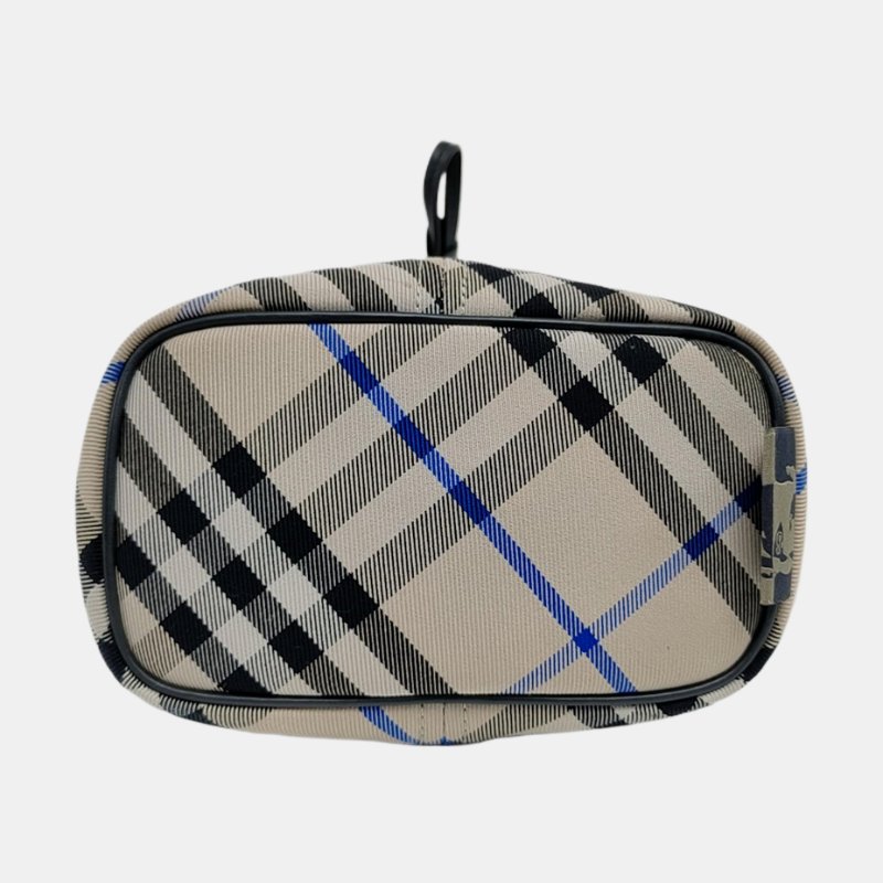 BURBERRY水桶包淺灰色織物單肩包銀色五金-5