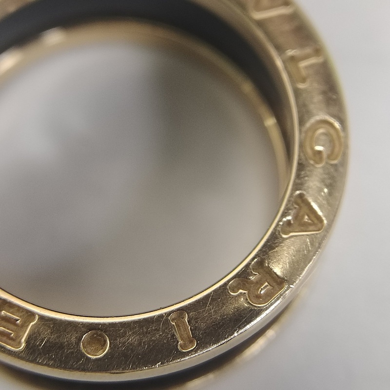 BVLGARI B.ZERO1彈簧戒指三圈18K玫瑰金/黑陶瓷50-4