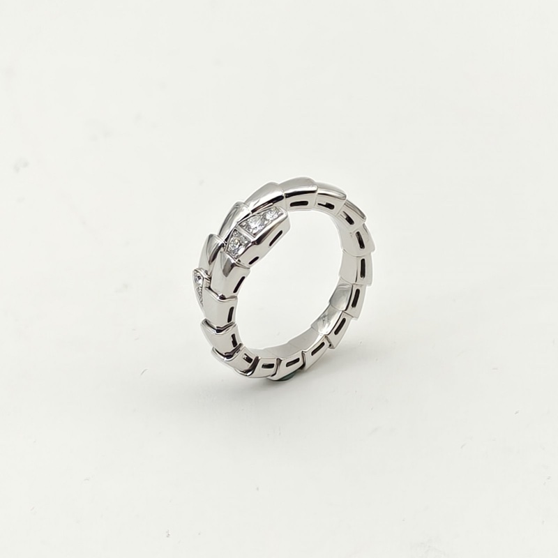 BVLGARI 18K白金鑽石白金Serpenti蛇戒頭尾鑽54-56-1