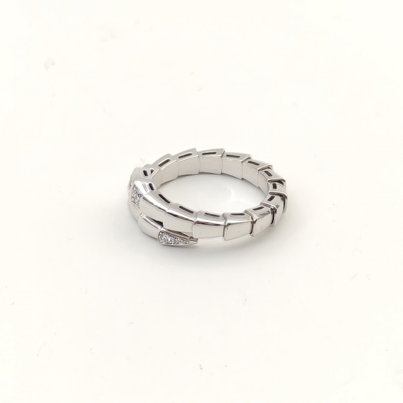 BVLGARI 18K白金鑽石白金Serpenti蛇戒頭尾鑽54-56-3
