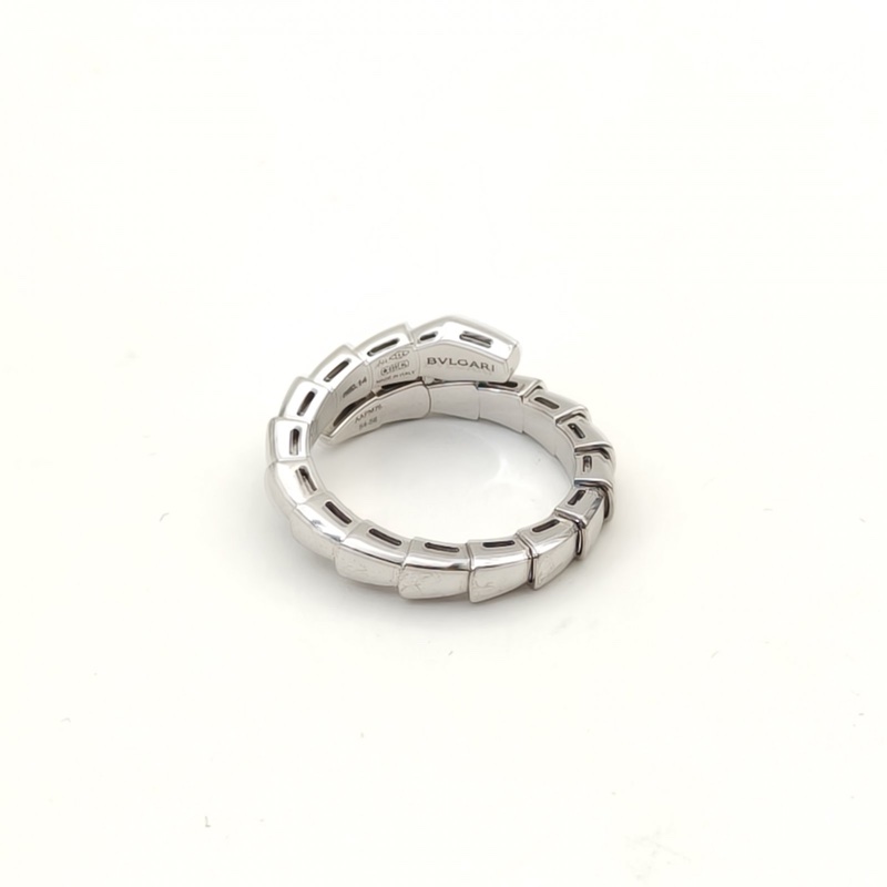 BVLGARI 18K白金鑽石白金Serpenti蛇戒頭尾鑽54-56-4