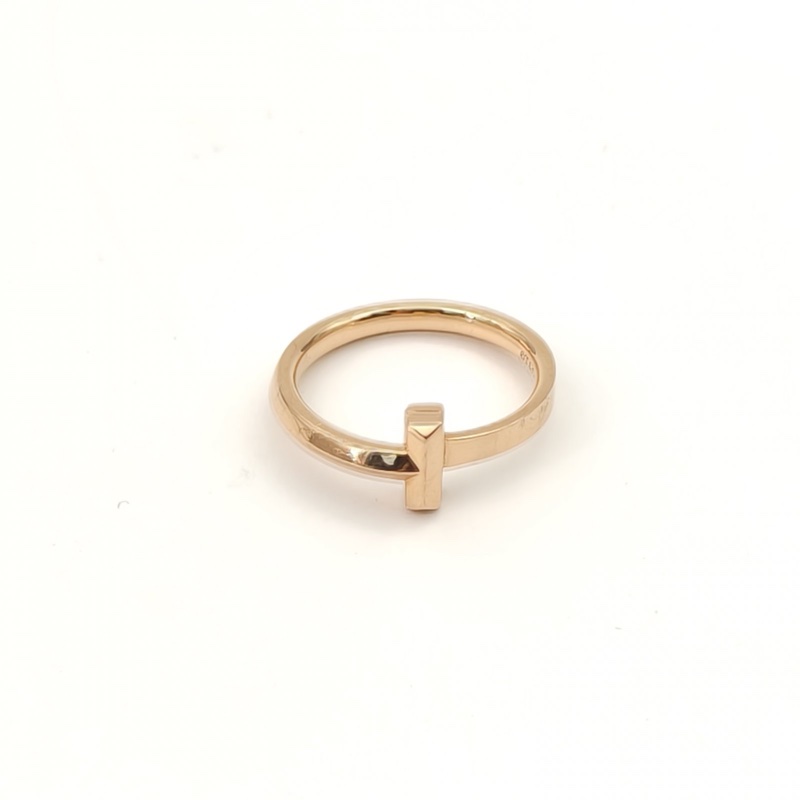 TIFFANY&CO T1T系列18K窄版線圈戒指18K玫瑰金51-0