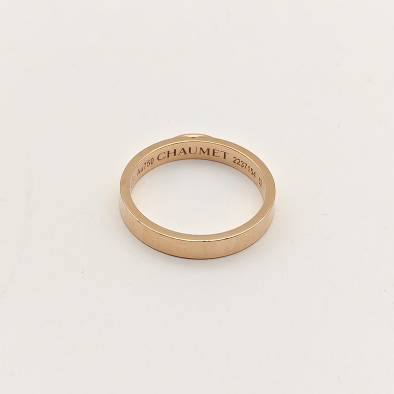 CHAUMET LiensEvidence一生緣戒指4mm鑲鑽18K玫瑰金/鑽石52-3