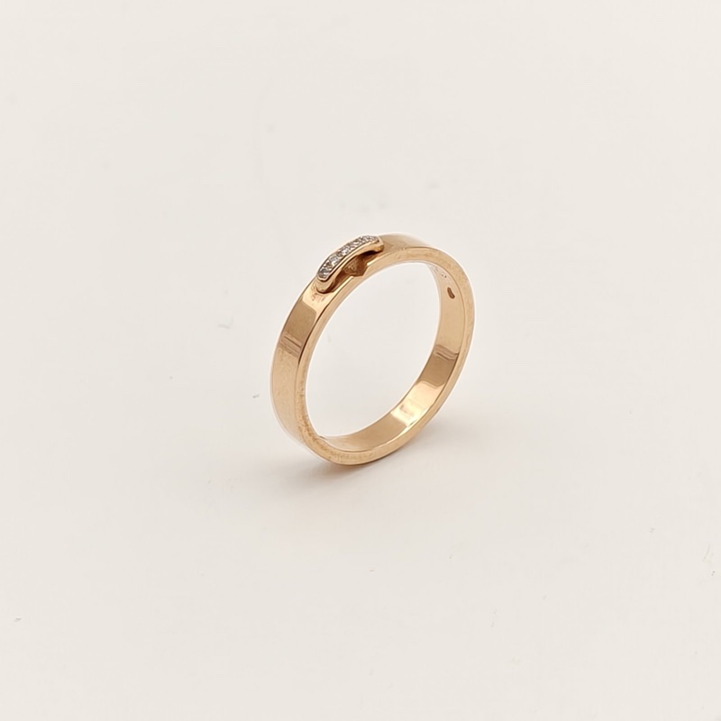 CHAUMET LiensEvidence一生緣戒指4mm鑲鑽18K玫瑰金/鑽石52-4