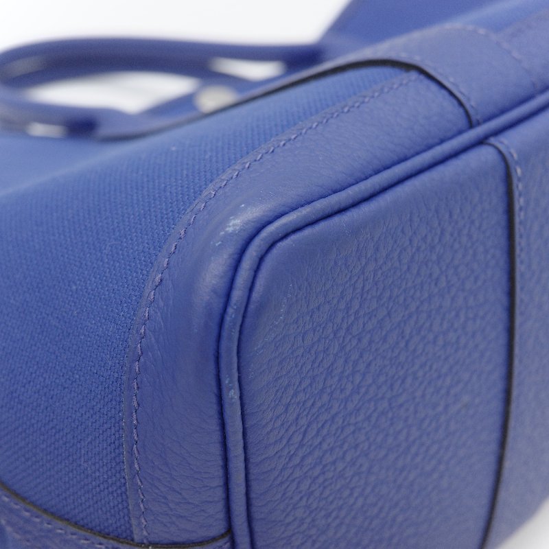 Hermès 愛馬仕 Garden Party 30 藍色帆布 牛皮手提包-8