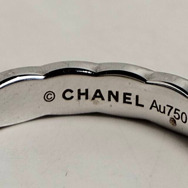 CHANEL CocoCrush窄版18K金菱格戒指18K白金53-4