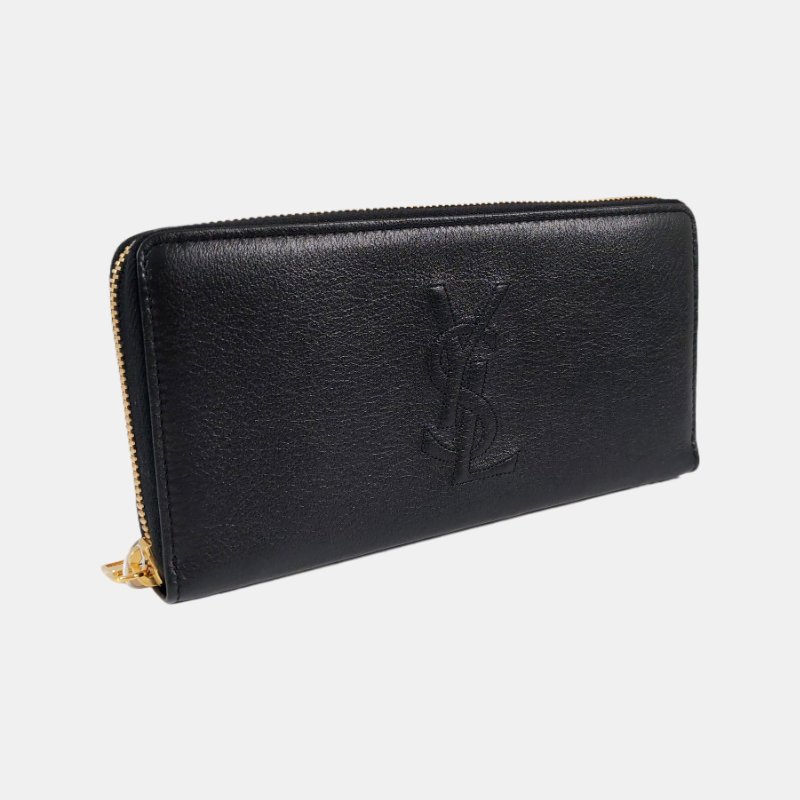 YSL BELLE JOUR黑色牛皮錢包金色五金-3