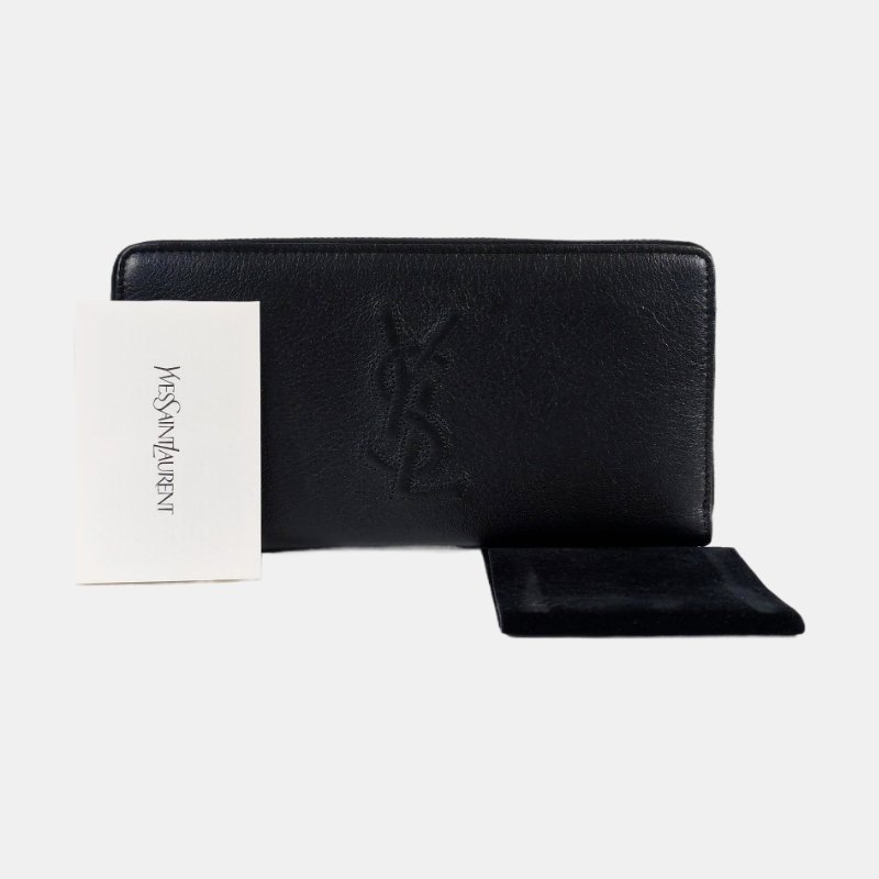 YSL BELLE JOUR黑色牛皮錢包金色五金-7