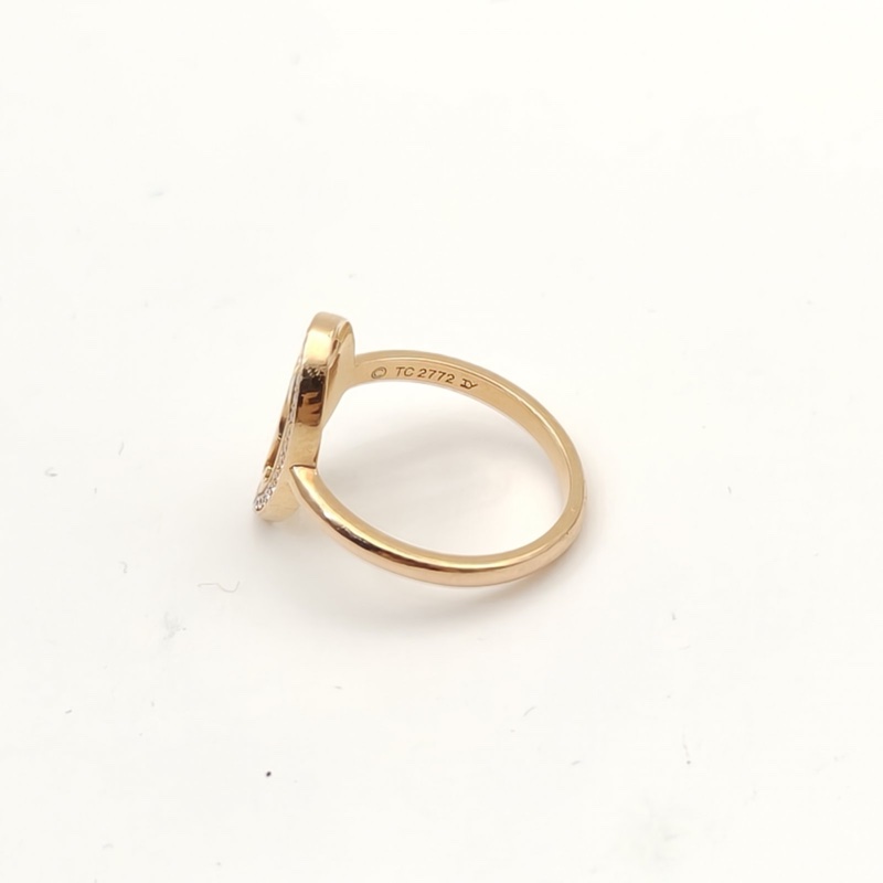 CARTIER 18K玫瑰金鑽石卡地亞經典logo戒指-4