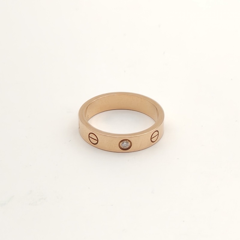 CARTIER LOVE18K金單鑽窄版戒指18K玫瑰金/鑽石51-1