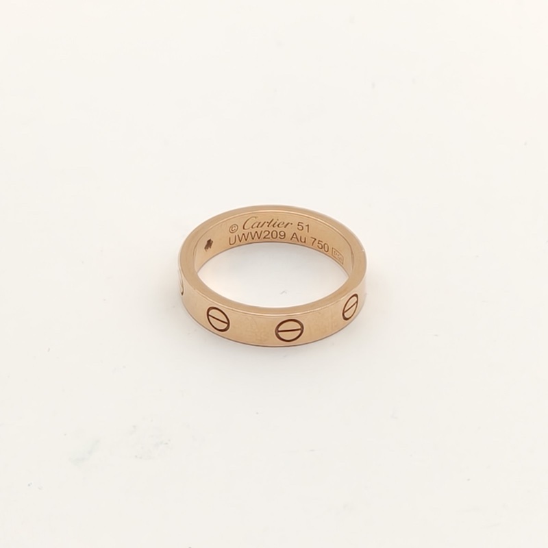 CARTIER LOVE18K金單鑽窄版戒指18K玫瑰金/鑽石51-2