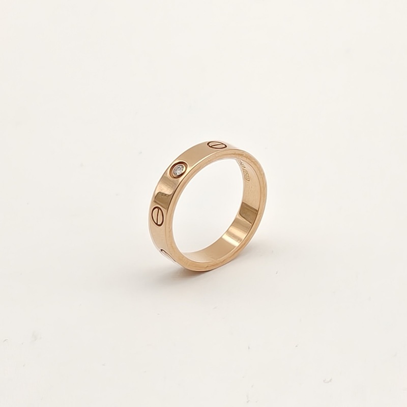 CARTIER LOVE18K金單鑽窄版戒指18K玫瑰金/鑽石51-3