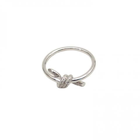 TIFFANY&CO 白金TiffanyKnot雙打結式戒指半鑽51