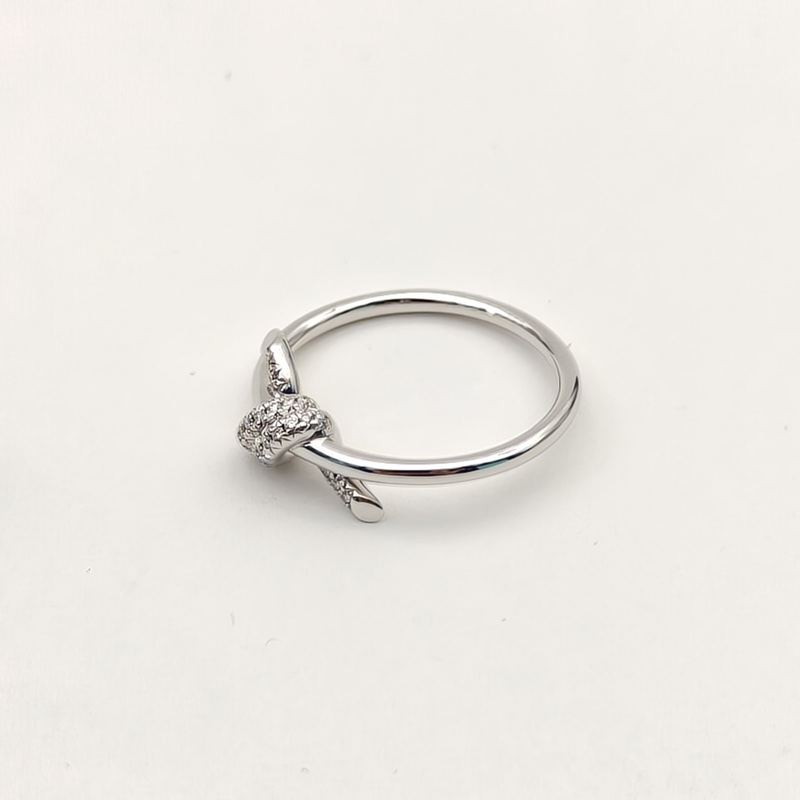 TIFFANY&CO 白金TiffanyKnot雙打結式戒指半鑽51-1