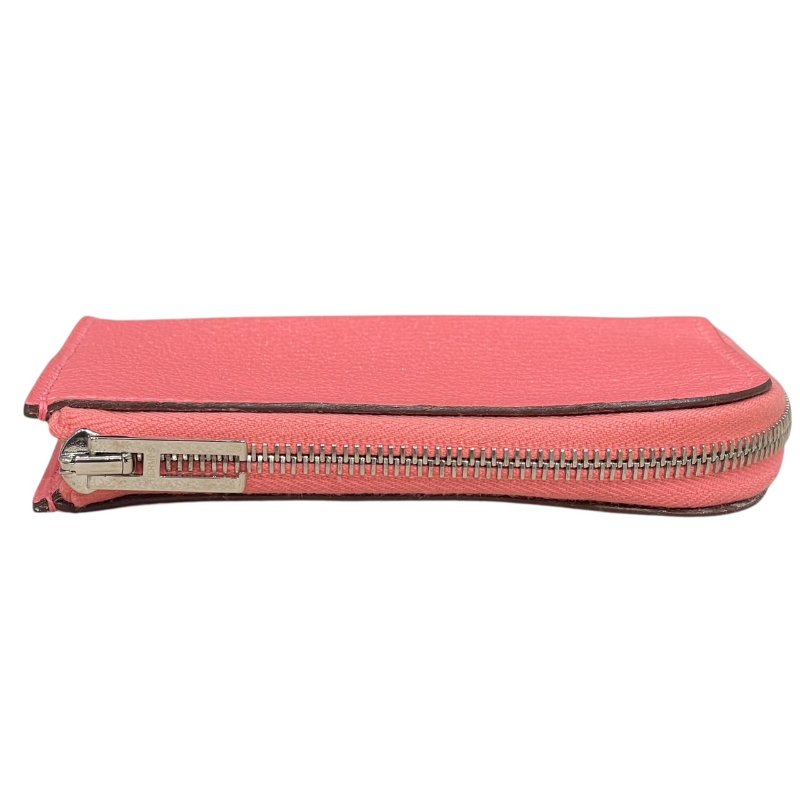 HERMES 愛馬仕 REMIX ID L字拉鍊零錢包 山羊皮 粉色 銀釦-3