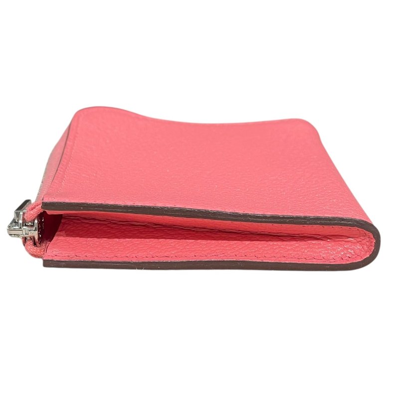 HERMES 愛馬仕 REMIX ID L字拉鍊零錢包 山羊皮 粉色 銀釦-4