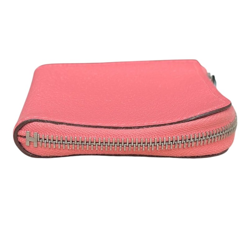 HERMES 愛馬仕 REMIX ID L字拉鍊零錢包 山羊皮 粉色 銀釦-5