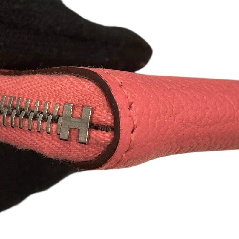 HERMES 愛馬仕 REMIX ID L字拉鍊零錢包 山羊皮 粉色 銀釦-8