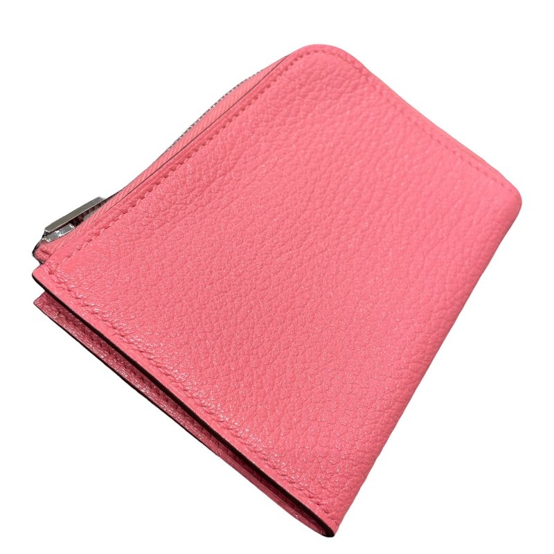 HERMES 愛馬仕 REMIX ID L字拉鍊零錢包 山羊皮 粉色 銀釦-10