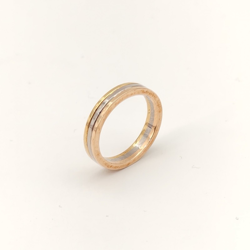 CARTIER TRINITY三環三色戒指18K黃金/18K白金/18K玫瑰金50-1