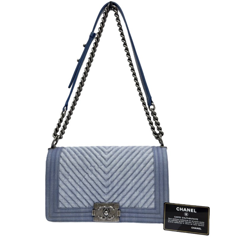 CHANEL Boy 洗水牛仔布 手袋-0