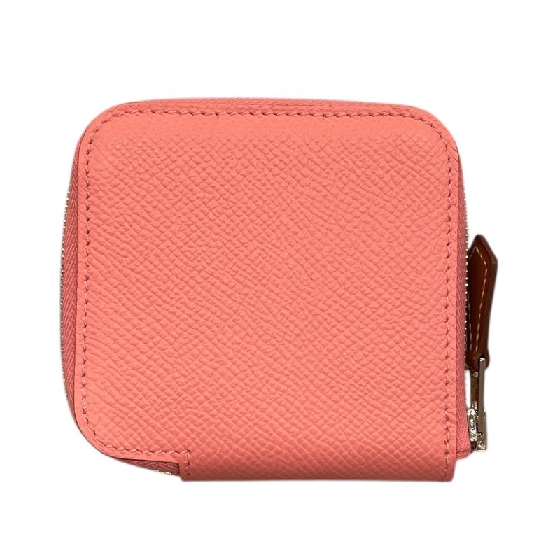 HERMES 愛馬仕 SILK IN 絲巾零錢包 EPSOM 普皮 粉色 銀釦-1