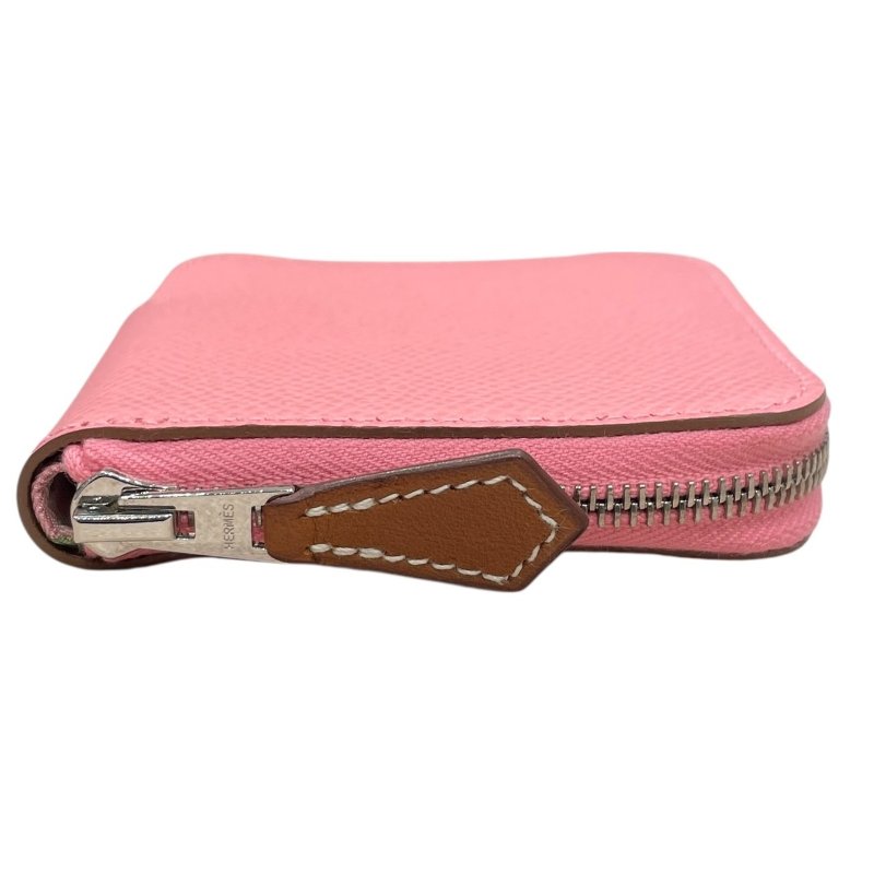HERMES 愛馬仕 SILK IN 絲巾零錢包 EPSOM 普皮 粉色 銀釦-2