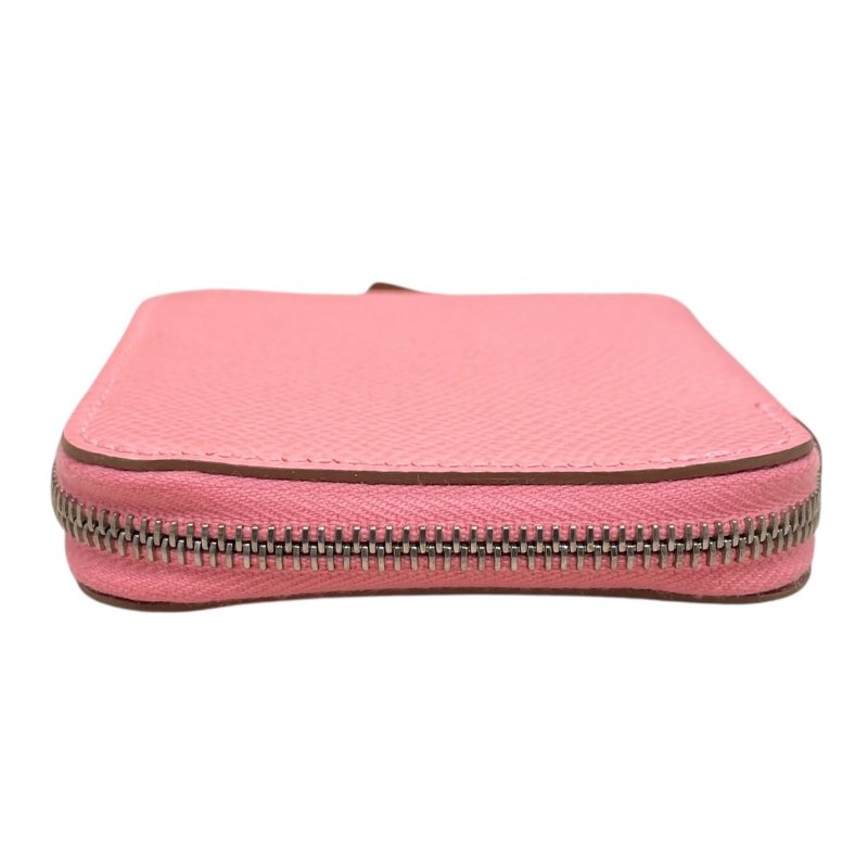 HERMES 愛馬仕 SILK IN 絲巾零錢包 EPSOM 普皮 粉色 銀釦-3